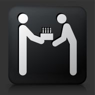 Black Square Button with Birthday Celebrating Icon