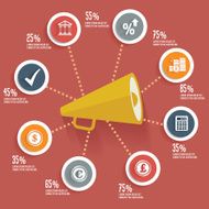 Megaphone &amp; Marketing concept info graphic design
