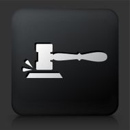 Black Square Button with Gavel