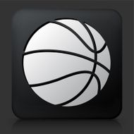 Black Square Button with Basketball Icon N2