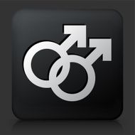 Black Square Button with Homosexual Couple