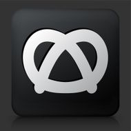 Black Square Button with Pretzel