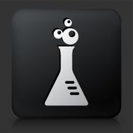 Black Square Button with Bubbling Flask Icon