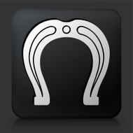 Black Square Button with Blacksmith Horseshoe Icon