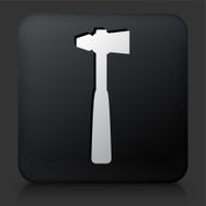 Black Square Button with Blacksmith Cross-Peen Hammer Icon