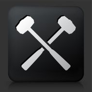 Black Square Button with Blacksmith Lump Hammers Icon