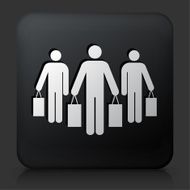 Black Square Button with Shopping Group Icon