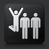 Black Square Button with Small Group Celebration Icon