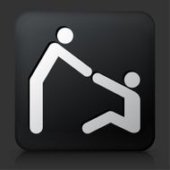 Black Square Button with Helping Hand Icon