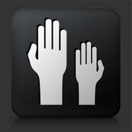 Black Square Button with Raising Hands Icon