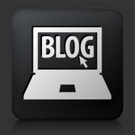 Black Square Button with Blog Computer