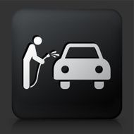 Black Square Button with Car Wash Icon N5