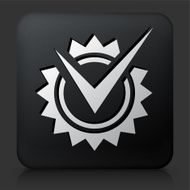 Black Square Button with Check Mark Badge Icon