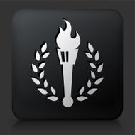 Black Square Button with Torch Emblem Icon