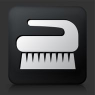 Black Square Button with Cleaning Brush Icon