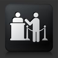 Black Square Button with Waiting in Line Icon