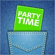 Party time tag Blue back jeans pocket realistic denim texture