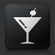 Black Square Button with Martini Cocktail N2