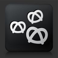 Black Square Button with Three Pretzels
