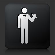 Black Square Button with Person Holding Microphone