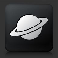 Black Square Button with Planet Saturn