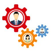 Multi culture people in gears - VECTOR N2
