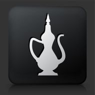 Black Square Button with Middle Eastern Pitcher Icon