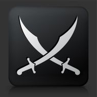 Black Square Button with Middle Eastern Swords