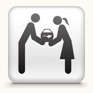 White Square Button with Couple &amp; Fish Bowl Icon