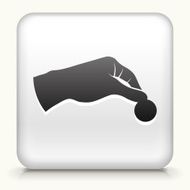 Black and white image of a hand holding coin