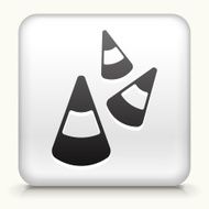White Square Button with Halloween Candy Corn