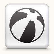 White Square Button with Beach Ball