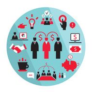 Flat business elements Partnership money earning success concept N2