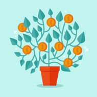 Vector money tree concept in flat style