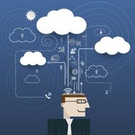 Businessman with cloud computing network information space N2