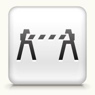 White Square Button with Road Block Icon