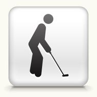 White Square Button with Golfer Playing