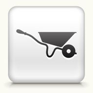 White Square Button with Wheelbarrow