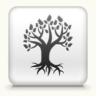 White Square Button with Tree Icon N4