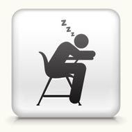 White Square Button with Sleeping on School Desk N2