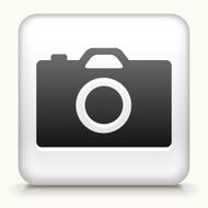 White Square Button with Digital Camera Icon