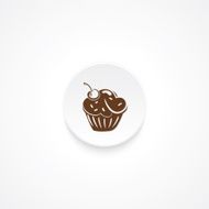 Modern Flat Rounde icon With Shadow And Cupcake N2