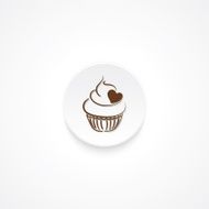 Modern Flat Round icon With Shadow And Cupcake N3