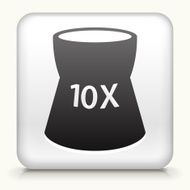 Square 3D white icon with a black weight symbol saying 10X