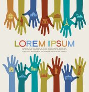 human palm with travel icons
