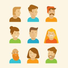 Vector set of avatars and portraits in flat style