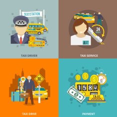 Taxi icons flat set