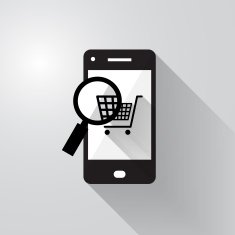vector of magnificent glass searching for shoping on smart phone
