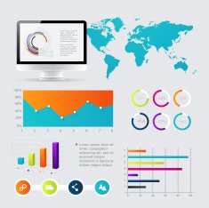Set of infographics elements in modern flat business style N7