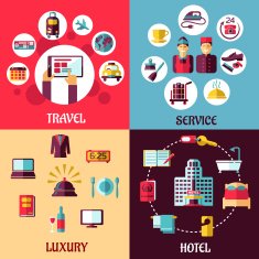 Travel and hotel services flat concept